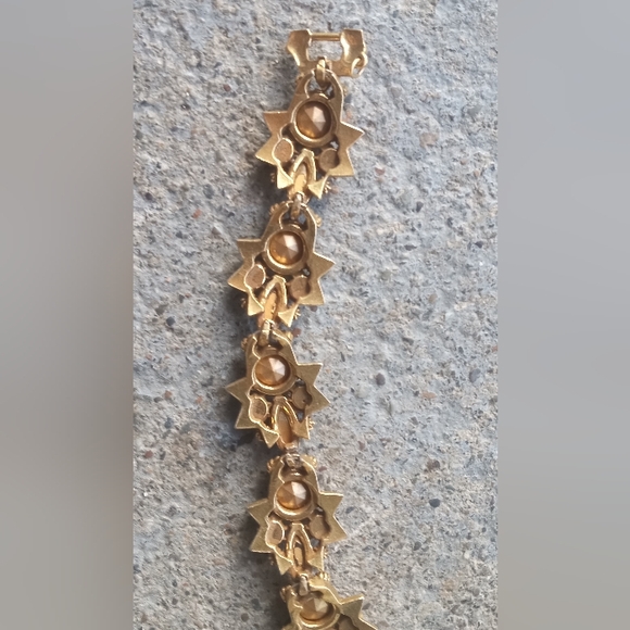 Florenza Watermelon Glass AB Rhinestones Link Signed Vintage 1960's Bracelet - Picture 10 of 16